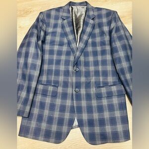Men's Blue Plaid Blazer - Classic Two-Button Sport Coat